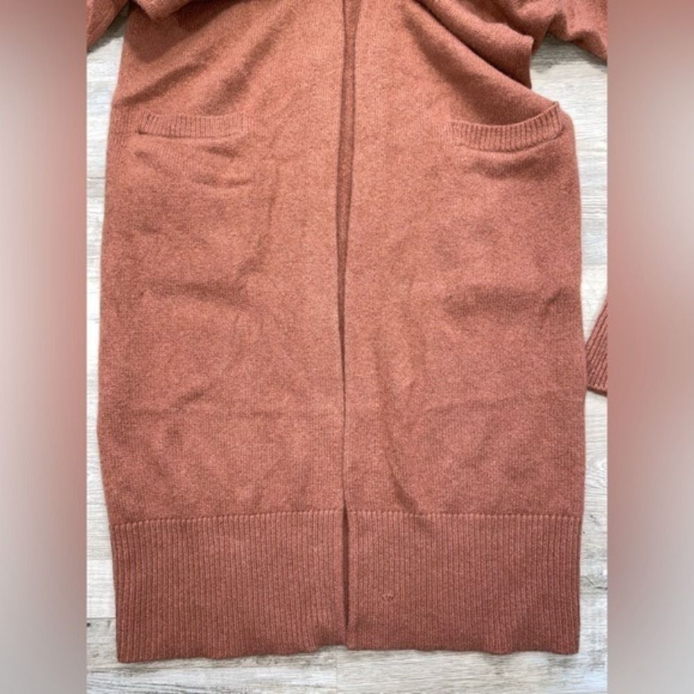 Halogen Wool Cashmere Long Duster Cardigan W/S Rust brown Pocket LN - Picture 5 of 16